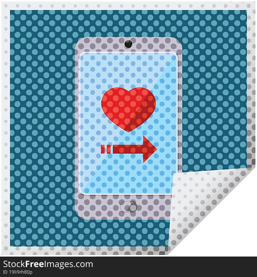 dating app on cell phone graphic square sticker