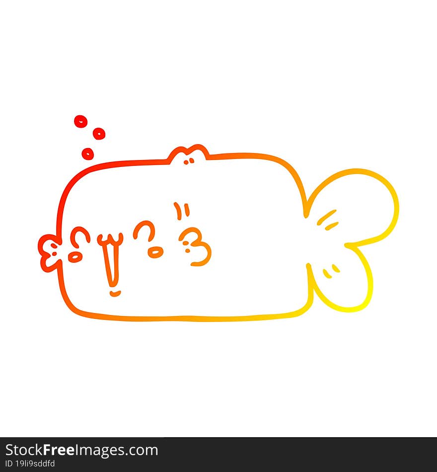 warm gradient line drawing of a cartoon fish