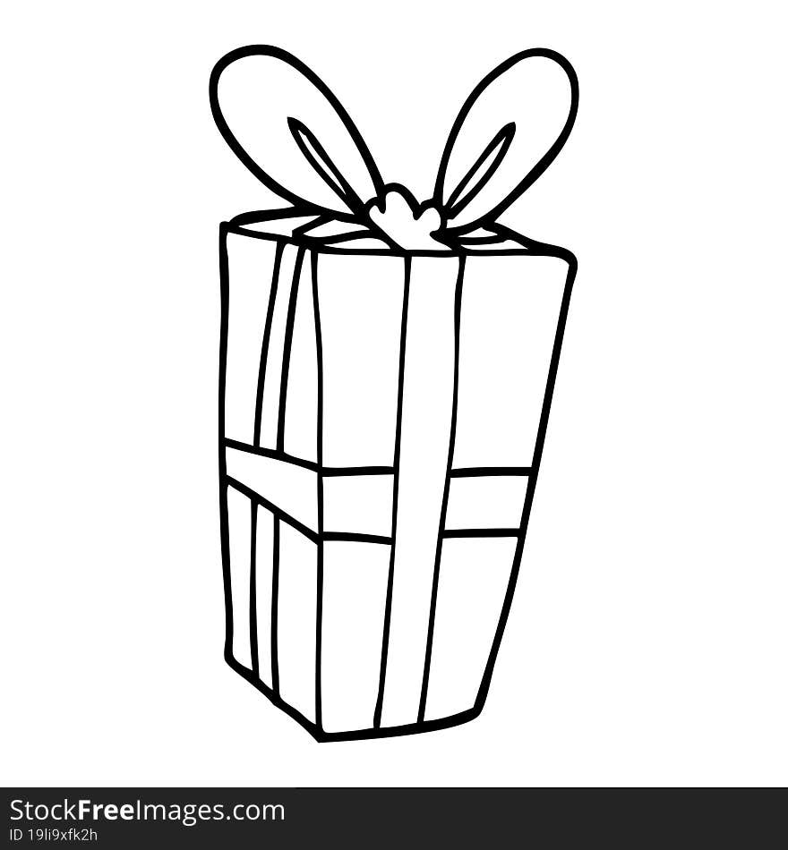 Line Drawing Cartoon Wrapped Gift