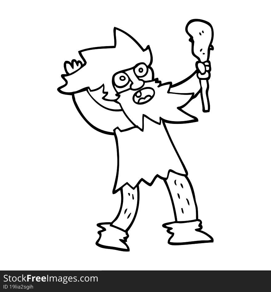 line drawing cartoon crazy caveman