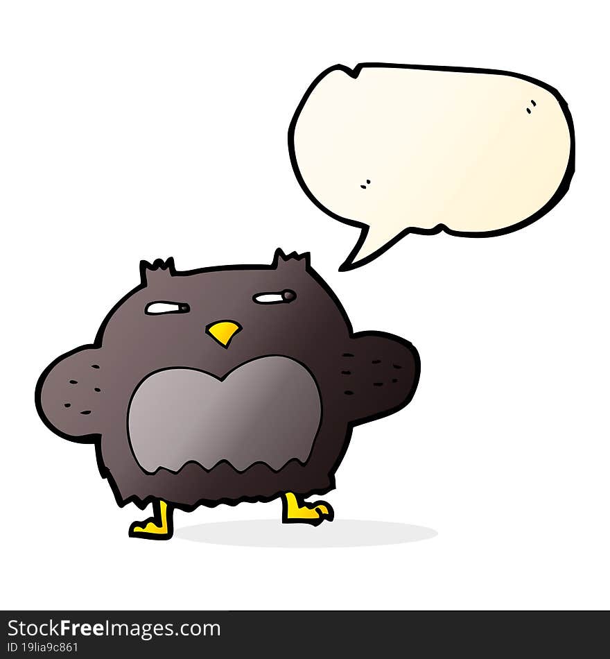 cartoon suspicious owl with speech bubble