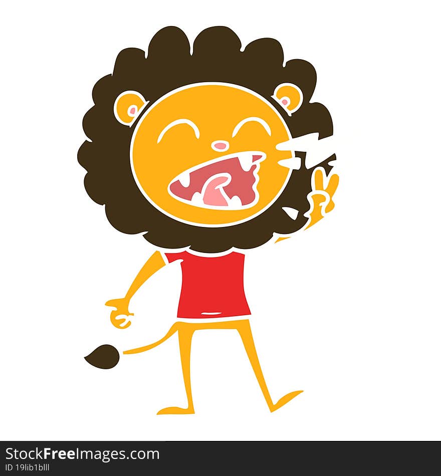 flat color style cartoon roaring lion