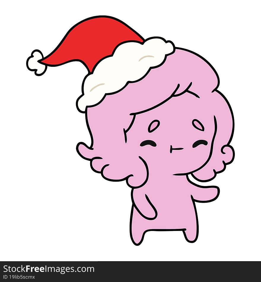 hand drawn christmas cartoon of kawaii ghost