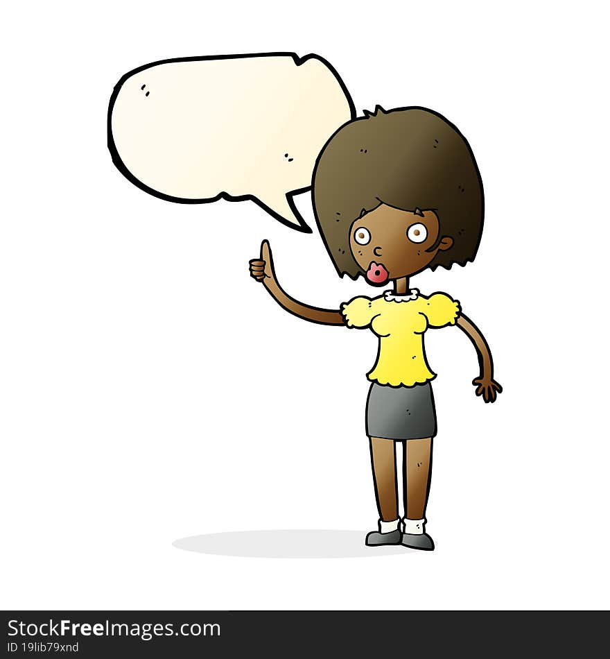 cartoon woman with idea with speech bubble