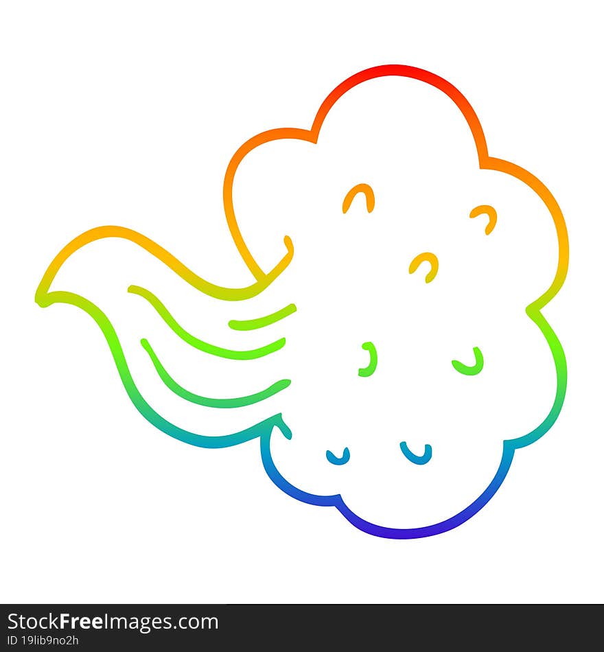 rainbow gradient line drawing cartoon gust of air