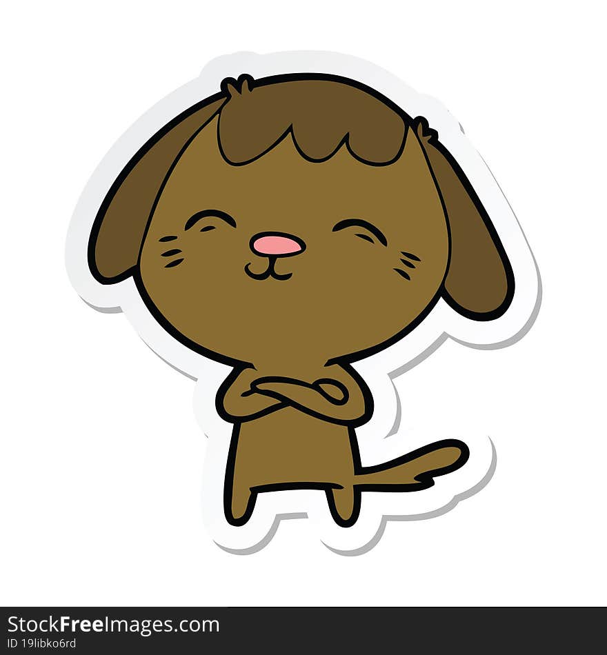 sticker of a happy cartoon dog