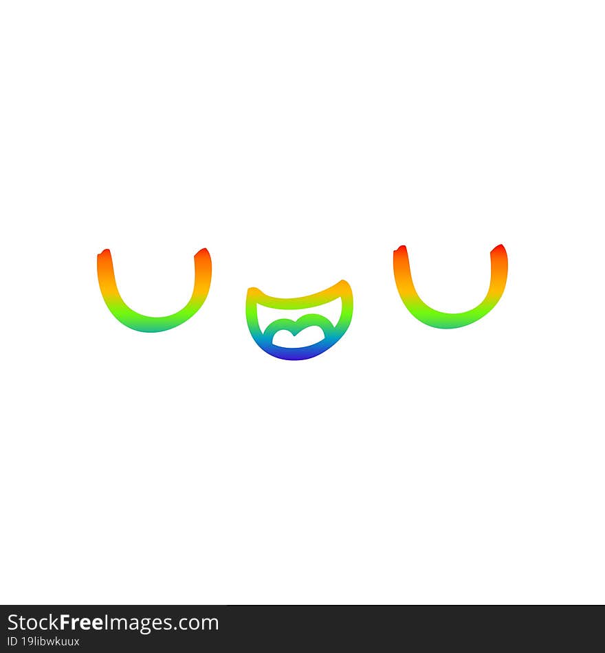 Rainbow Gradient Line Drawing Cute Cartoon Face