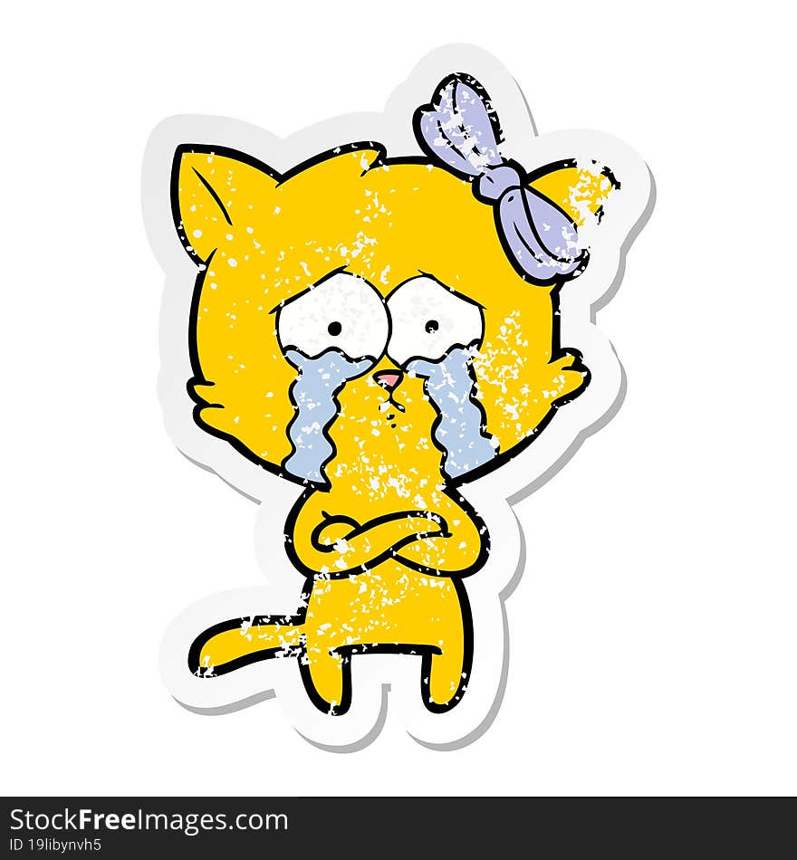 distressed sticker of a cartoon cat