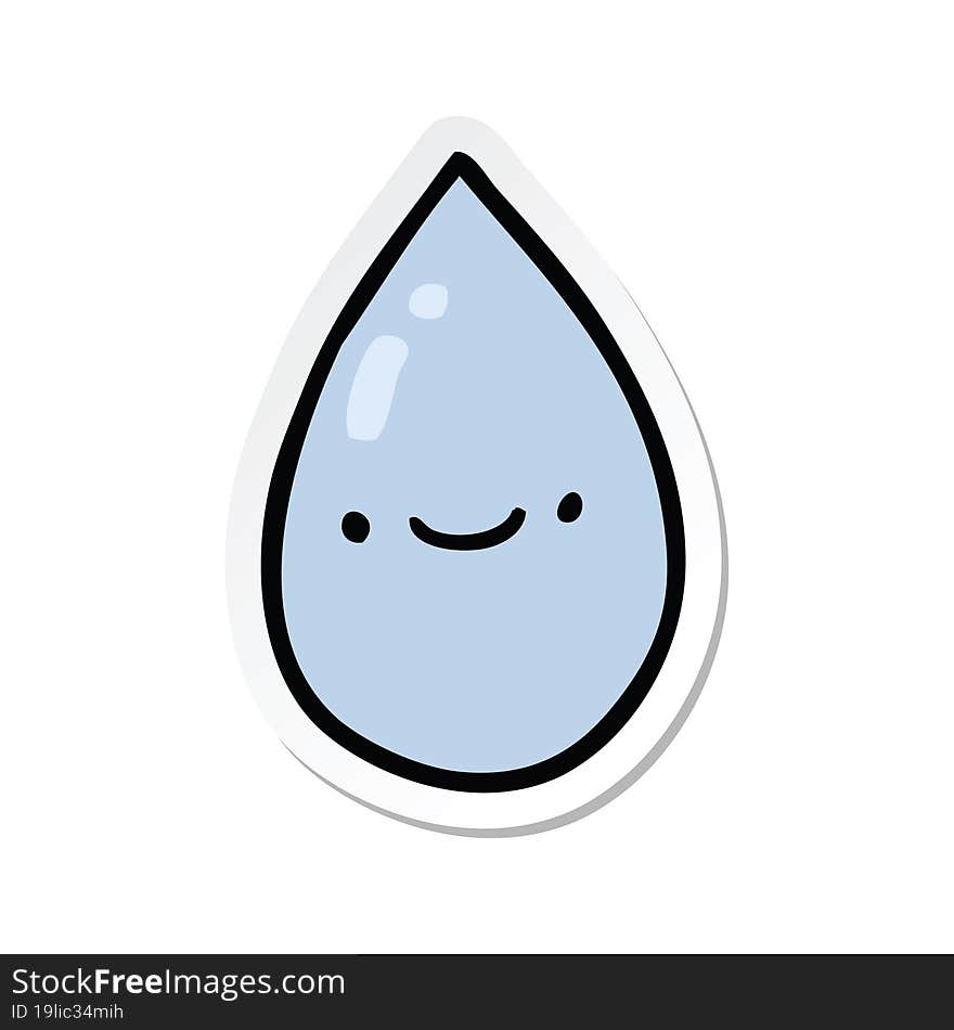 sticker of a cartoon raindrop