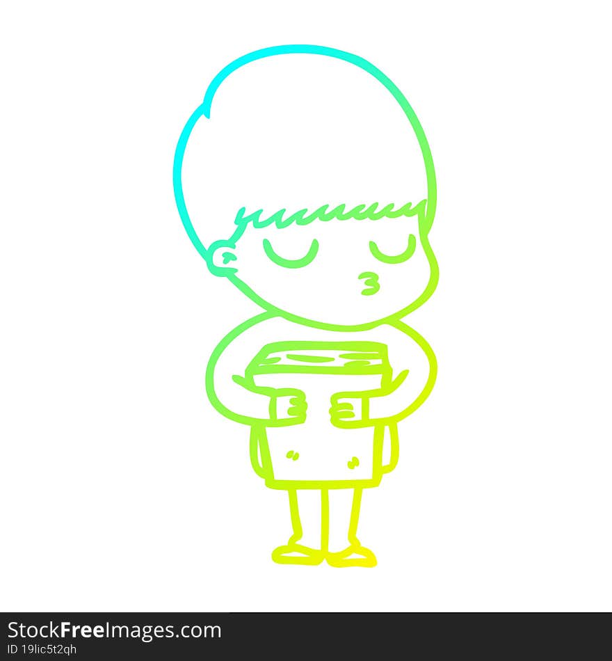 cold gradient line drawing cartoon calm boy