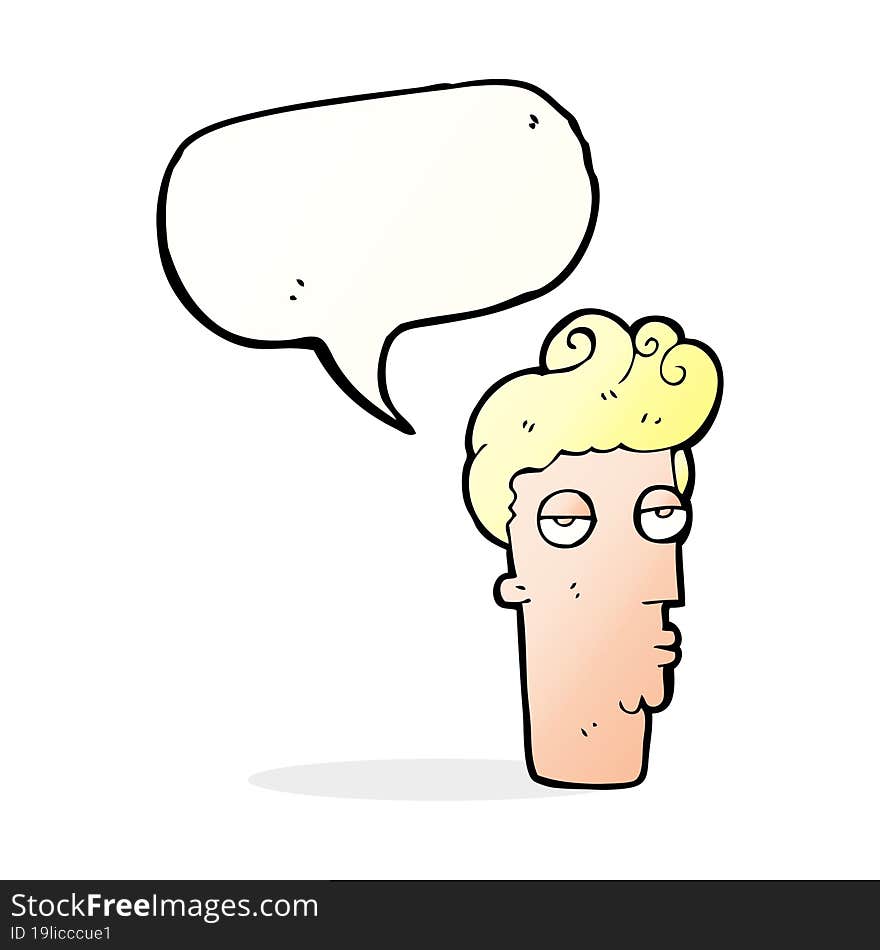 Cartoon Bored Man S Face With Speech Bubble