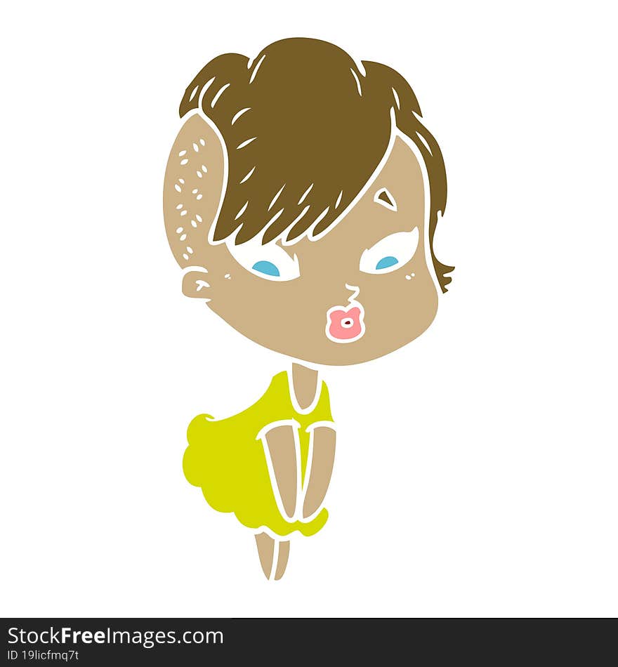 flat color style cartoon surprised girl