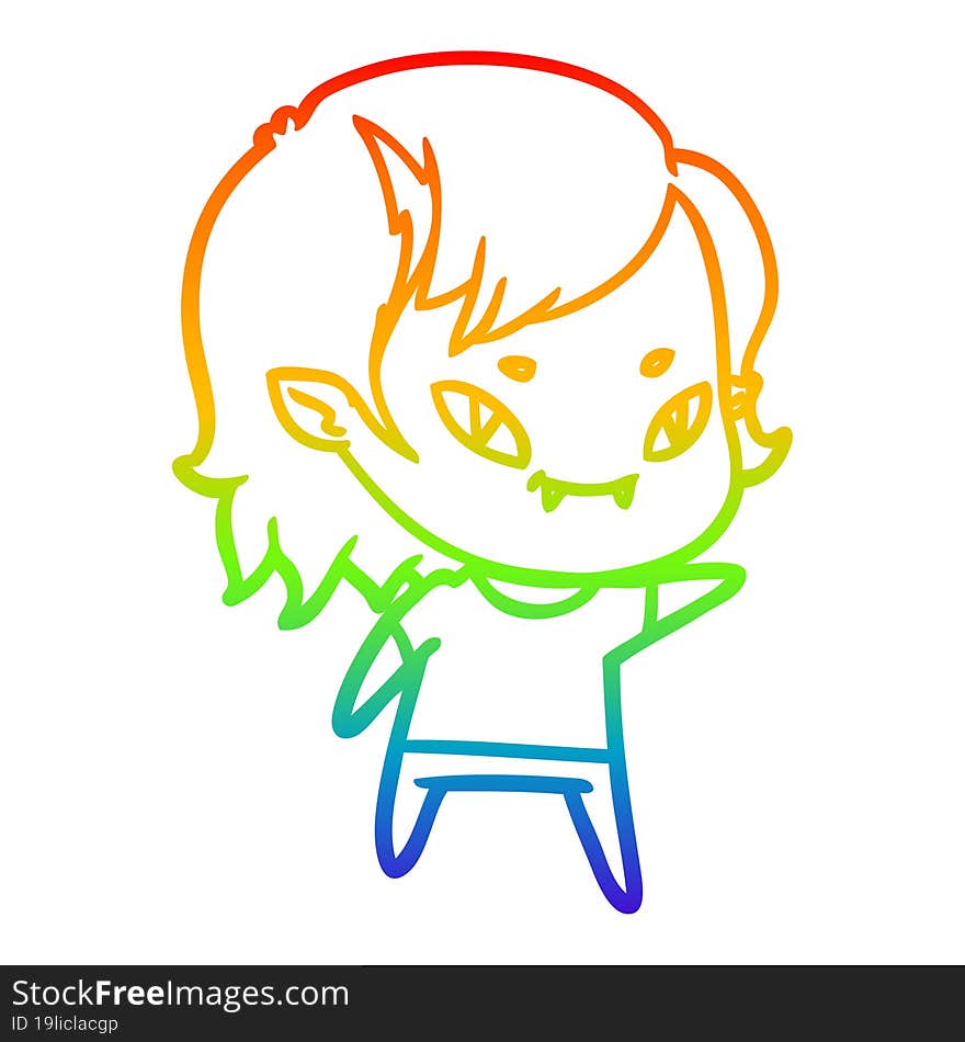 rainbow gradient line drawing cartoon friendly vampire girl