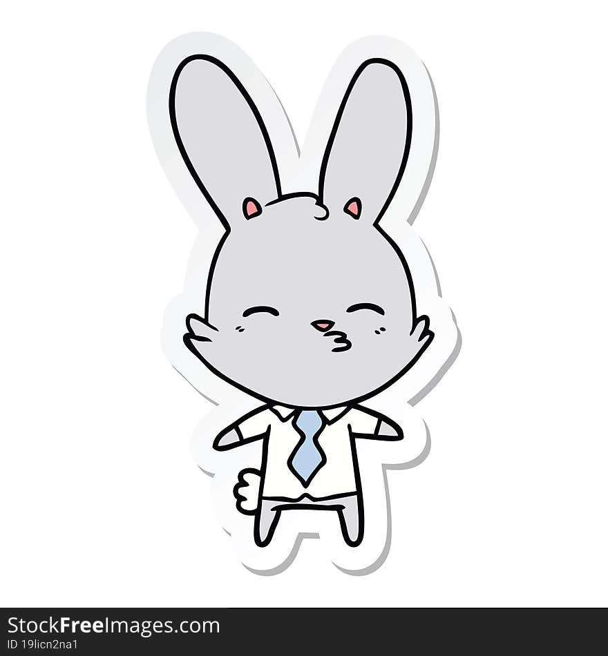 sticker of a curious bunny cartoon