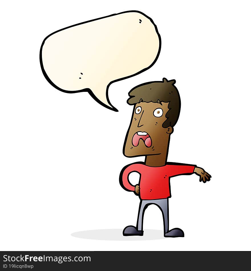 cartoon complaining man with speech bubble