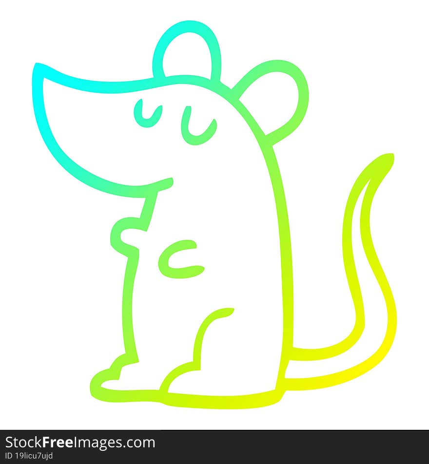 cold gradient line drawing cartoon mouse