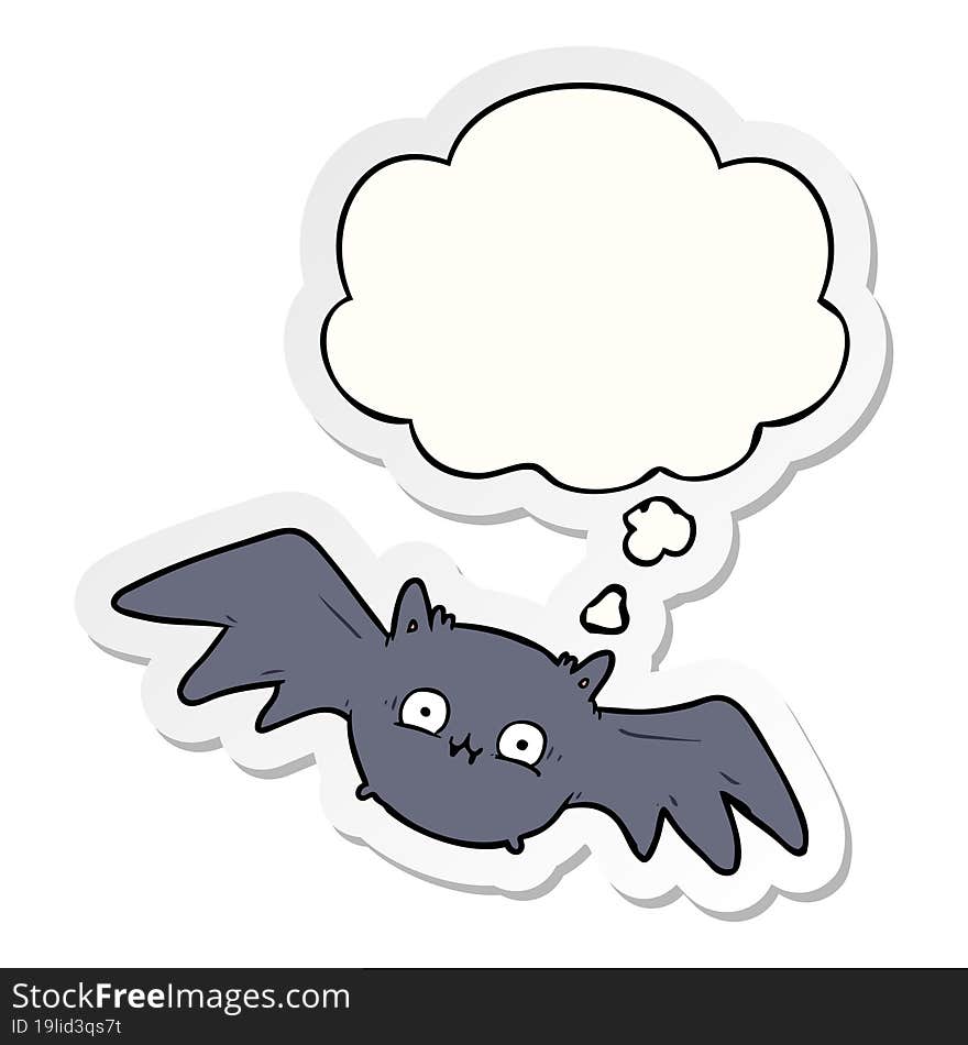 cartoon halloween bat and thought bubble as a printed sticker