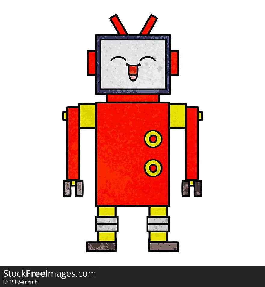 Retro Grunge Texture Cartoon Robot