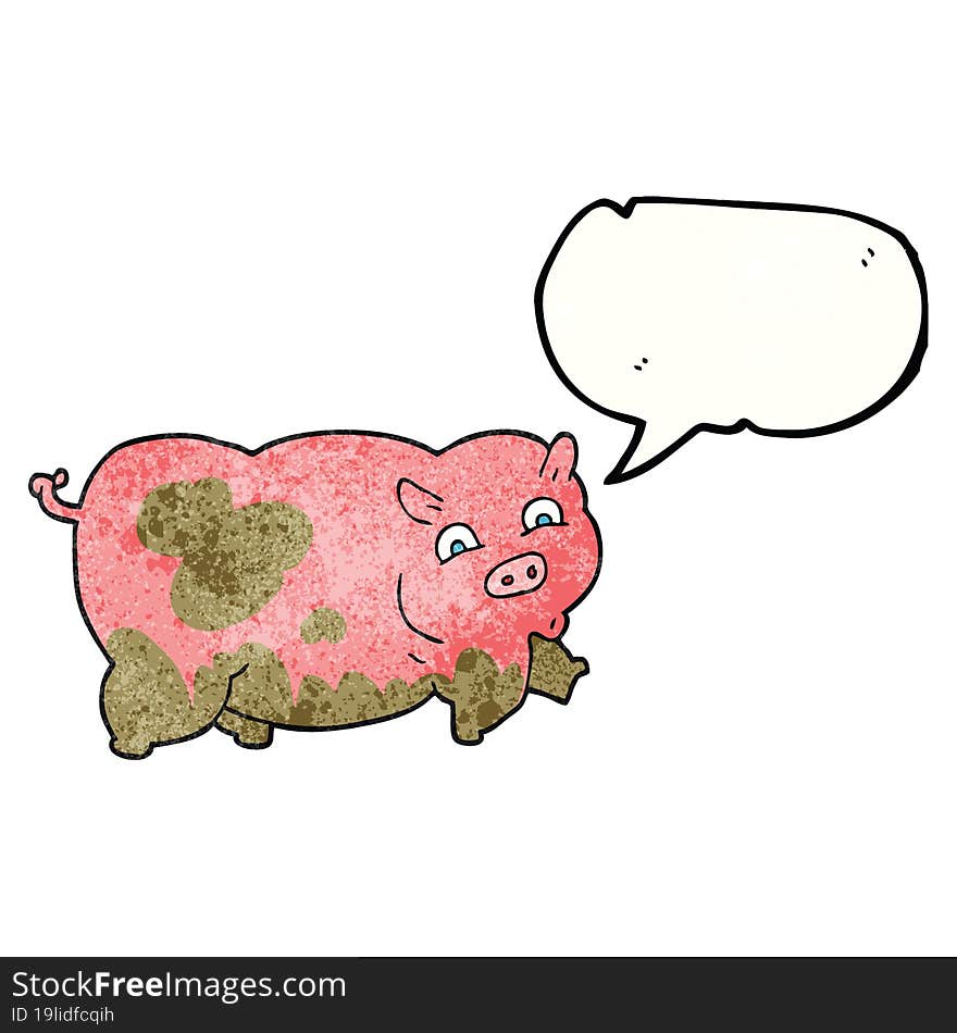 speech bubble textured cartoon pig