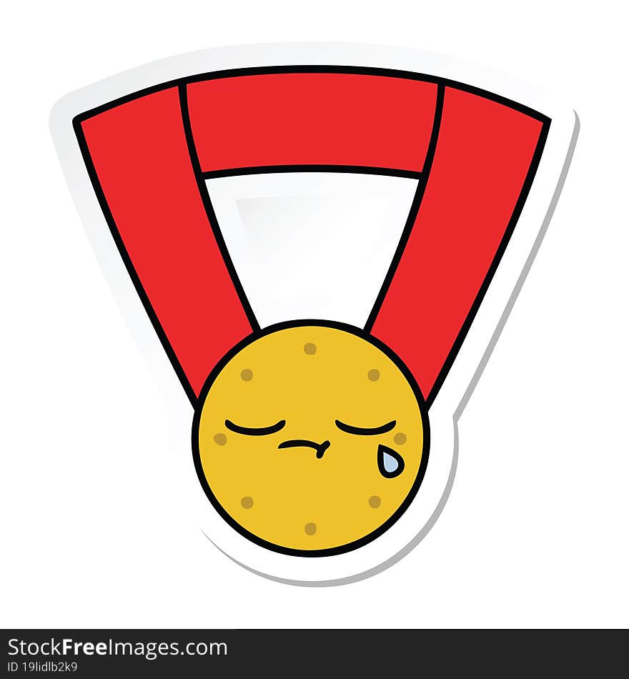 Sticker Of A Cute Cartoon Gold Medal