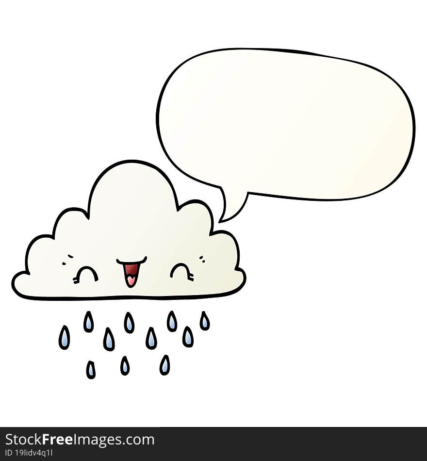 cartoon storm cloud and speech bubble in smooth gradient style