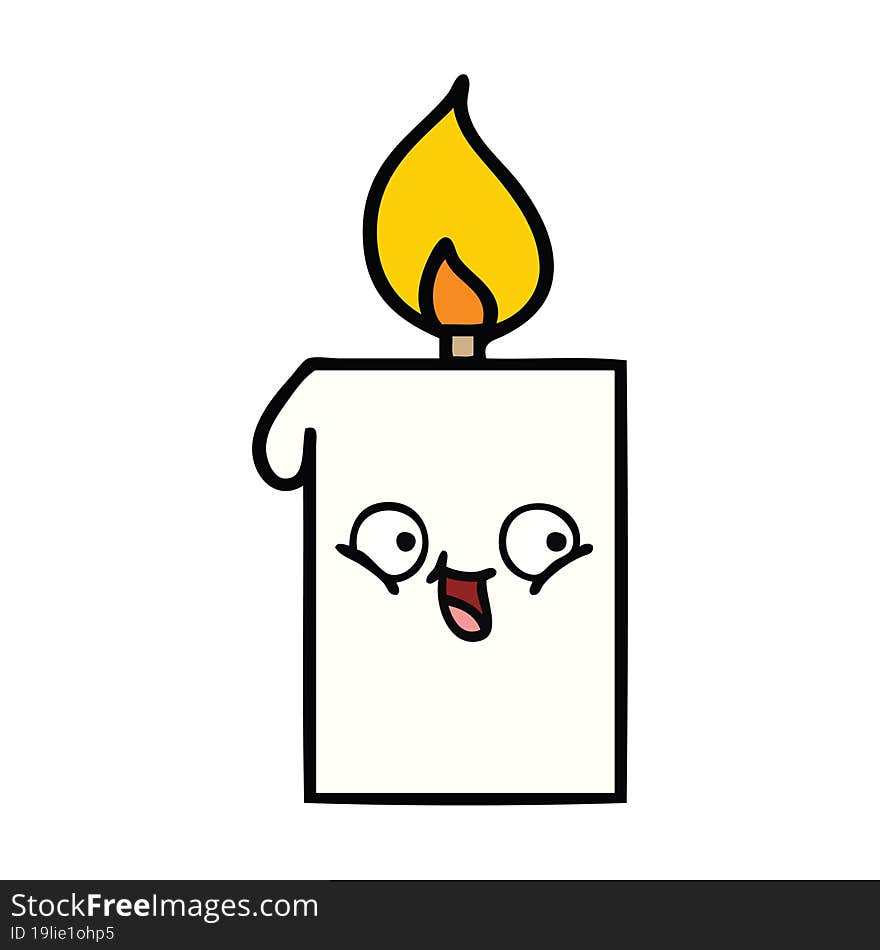 cute cartoon of a lit candle. cute cartoon of a lit candle