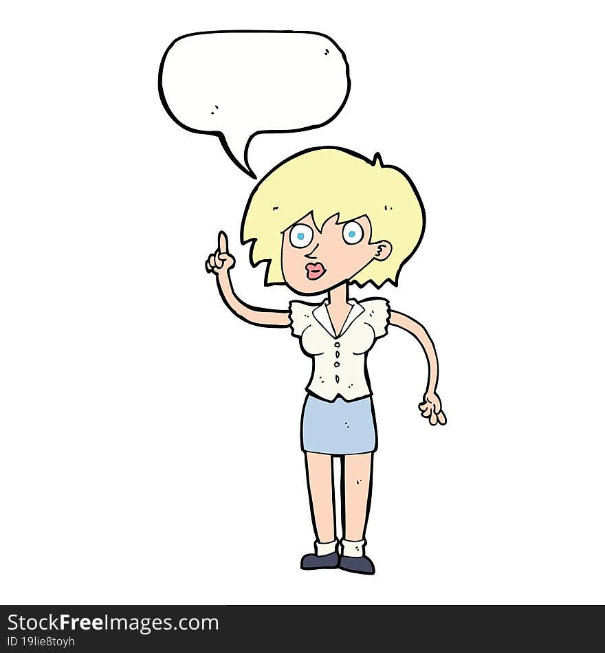 Cartoon Woman With Question With Speech Bubble