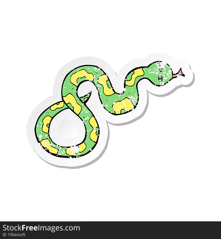 retro distressed sticker of a cartoon snake