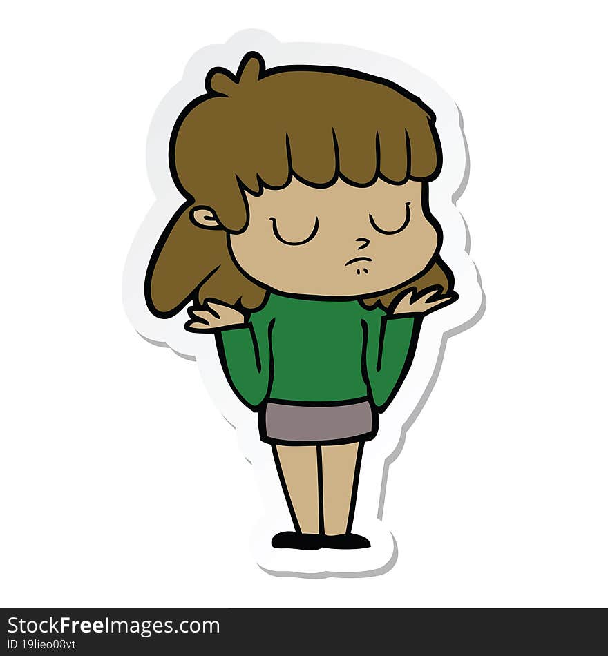 sticker of a cartoon indifferent woman