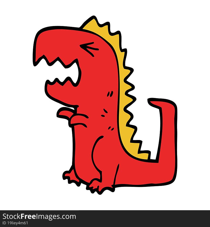 Cartoon Doodle Roaring T Rex