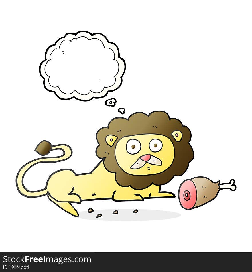 freehand drawn thought bubble cartoon lion