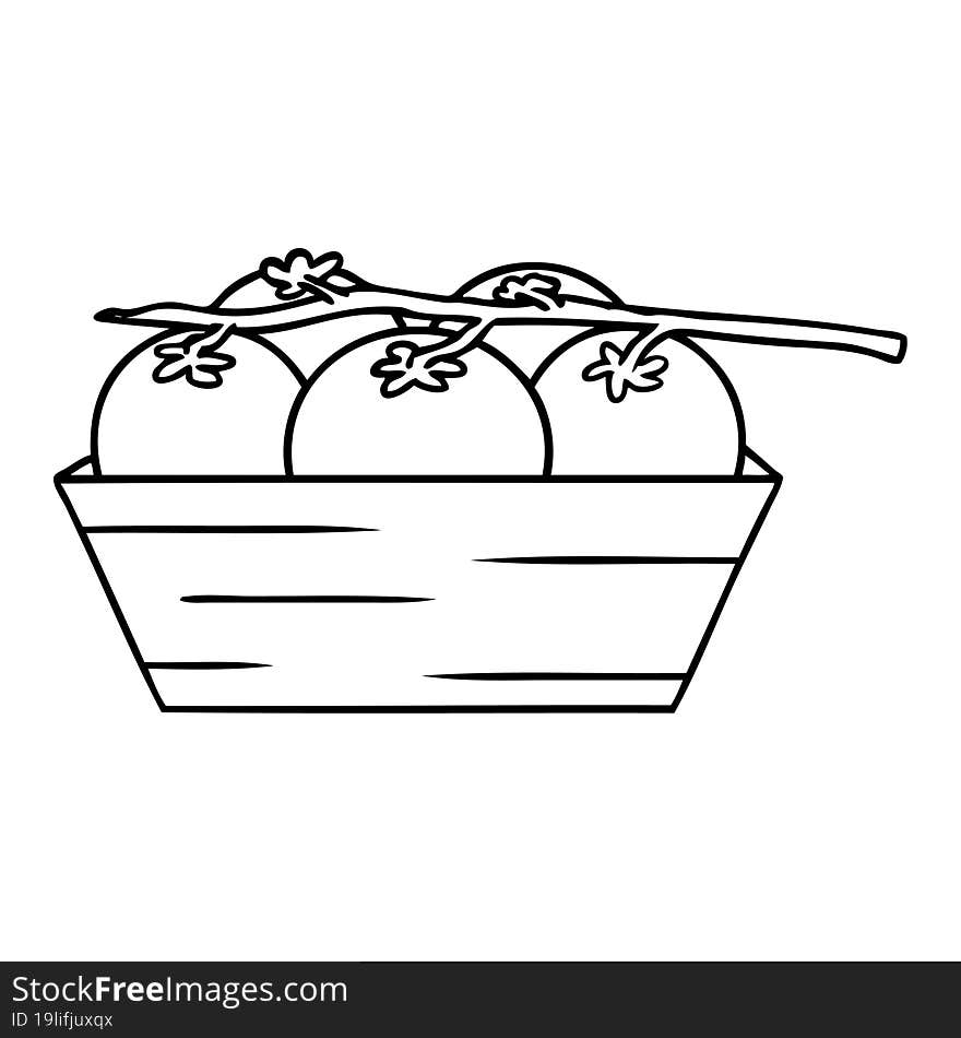 Line Drawing Doodle Of A Box Of Tomatoes