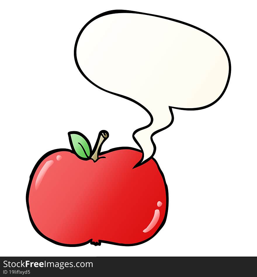 cartoon apple and speech bubble in smooth gradient style