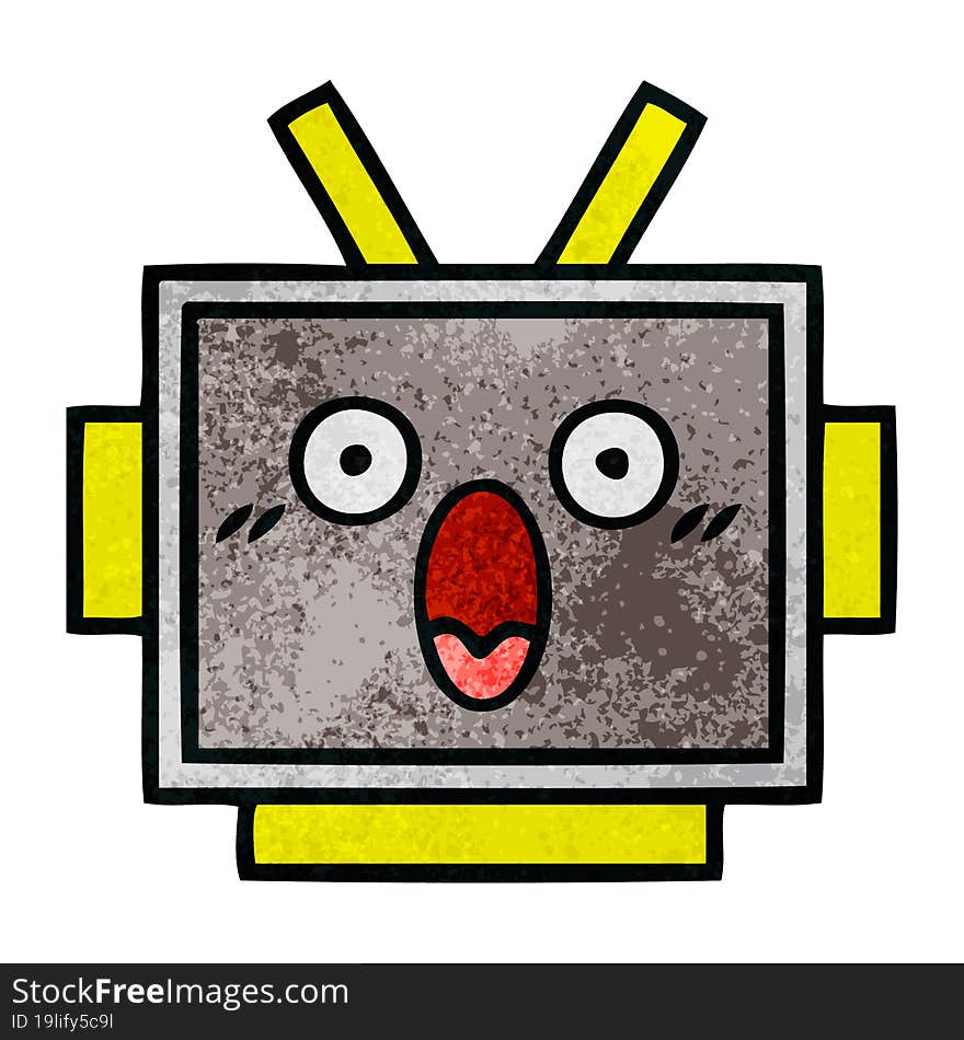 retro grunge texture cartoon robot head