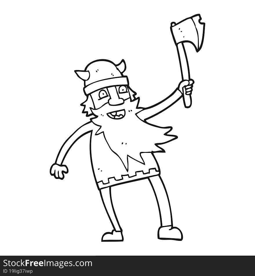 black and white cartoon viking