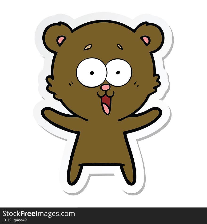 Sticker Of A Laughing Teddy  Bear Cartoon