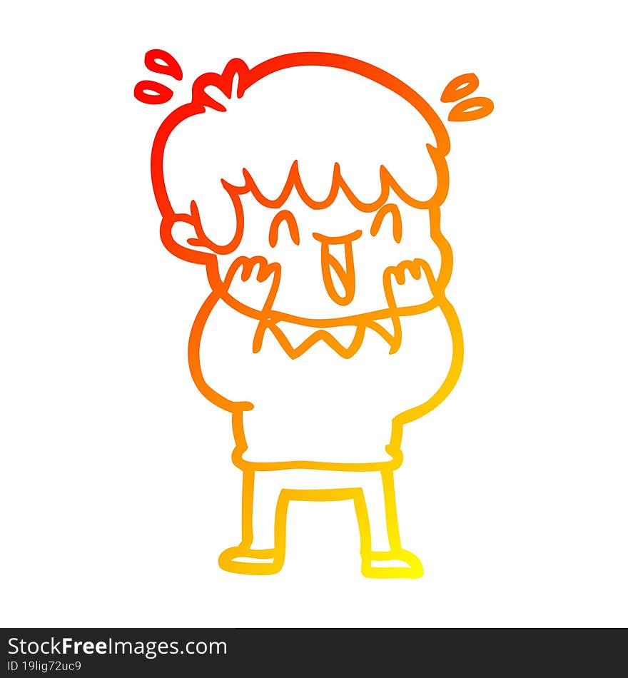 Warm Gradient Line Drawing Cartoon Laughing Boy