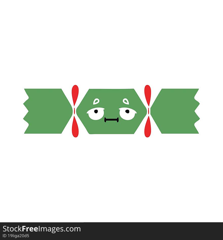 flat color retro cartoon of a christmas cracker