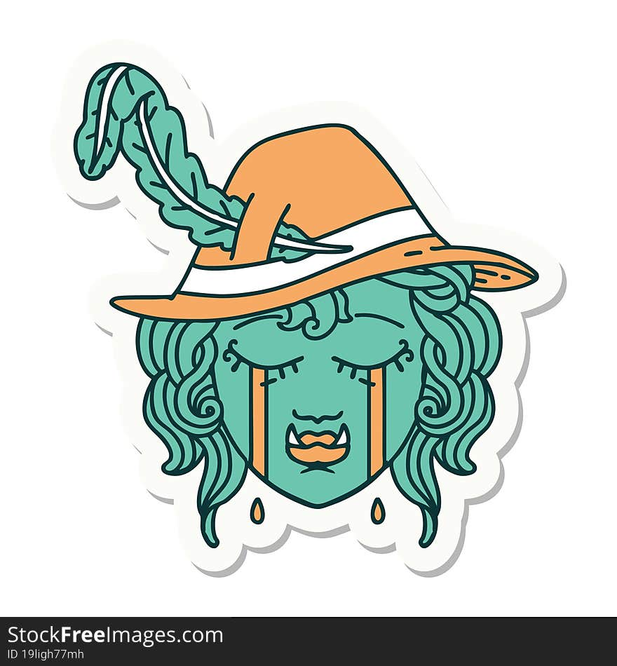 crying orc bard character  sticker