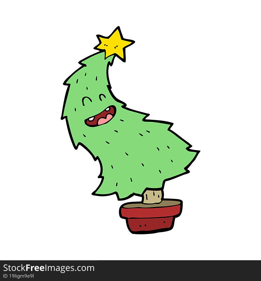 cartoon dancing christmas tree