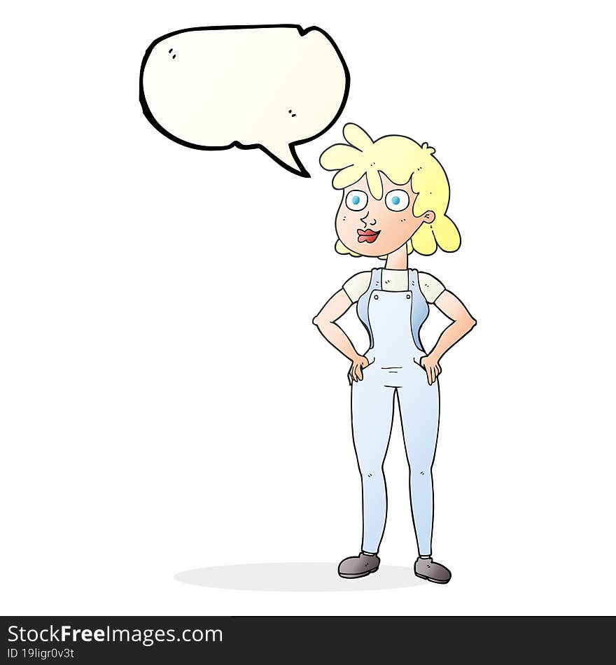 Speech Bubble Cartoon Farmer Girl