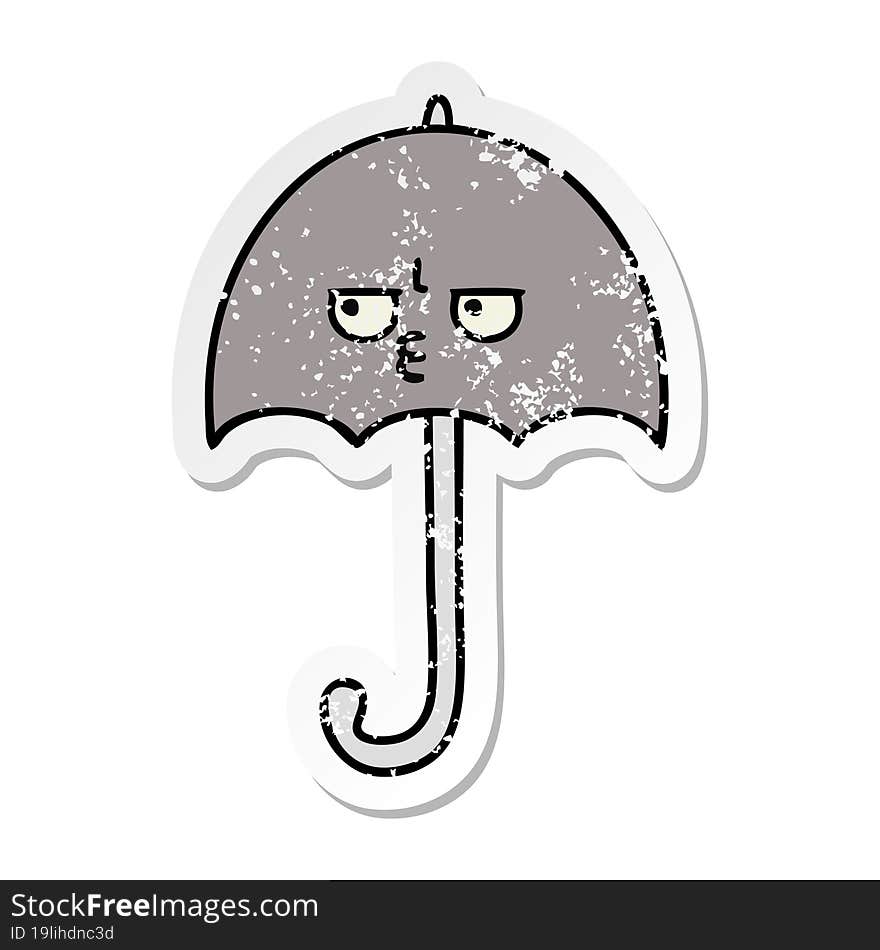 distressed sticker of a cute cartoon umbrella