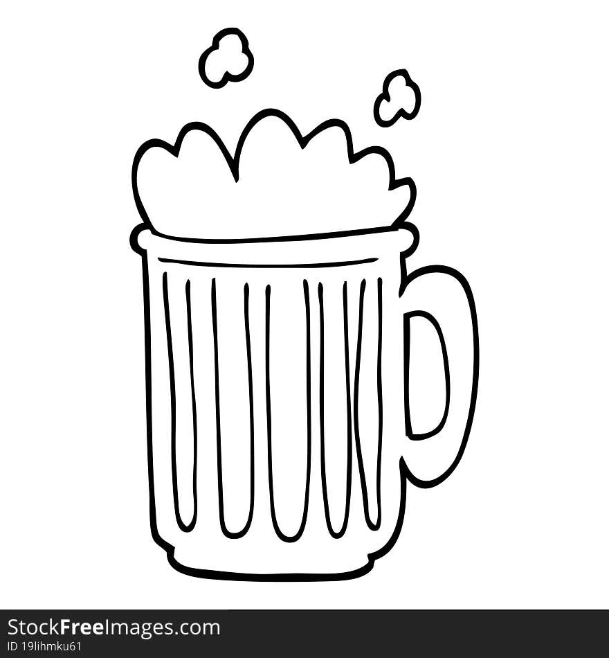 line drawing cartoon tankard of beer