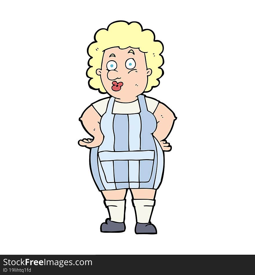 cartoon woman in kitchen apron