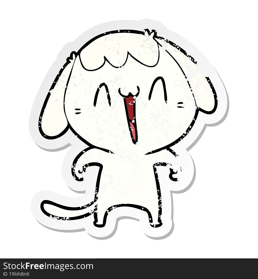 distressed sticker of a cute cartoon dog