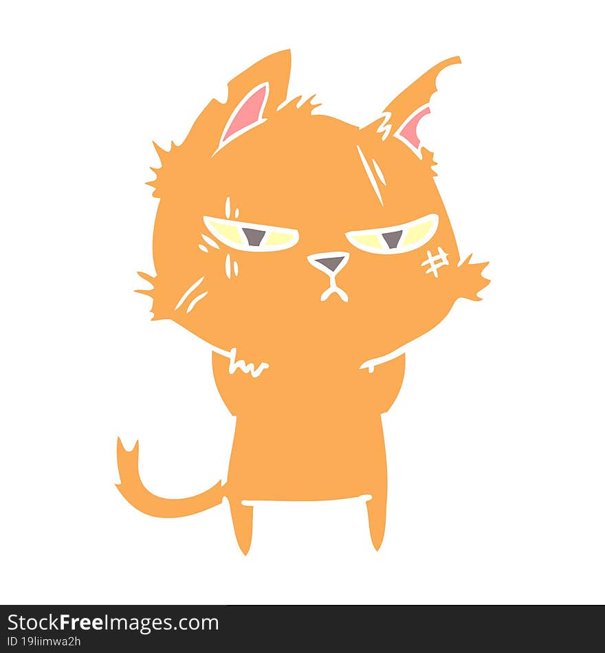 tough flat color style cartoon cat