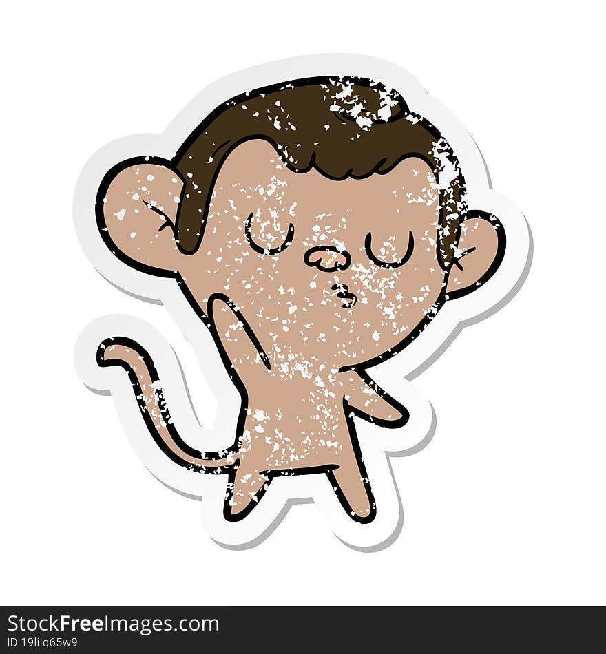 distressed sticker of a cartoon monkey