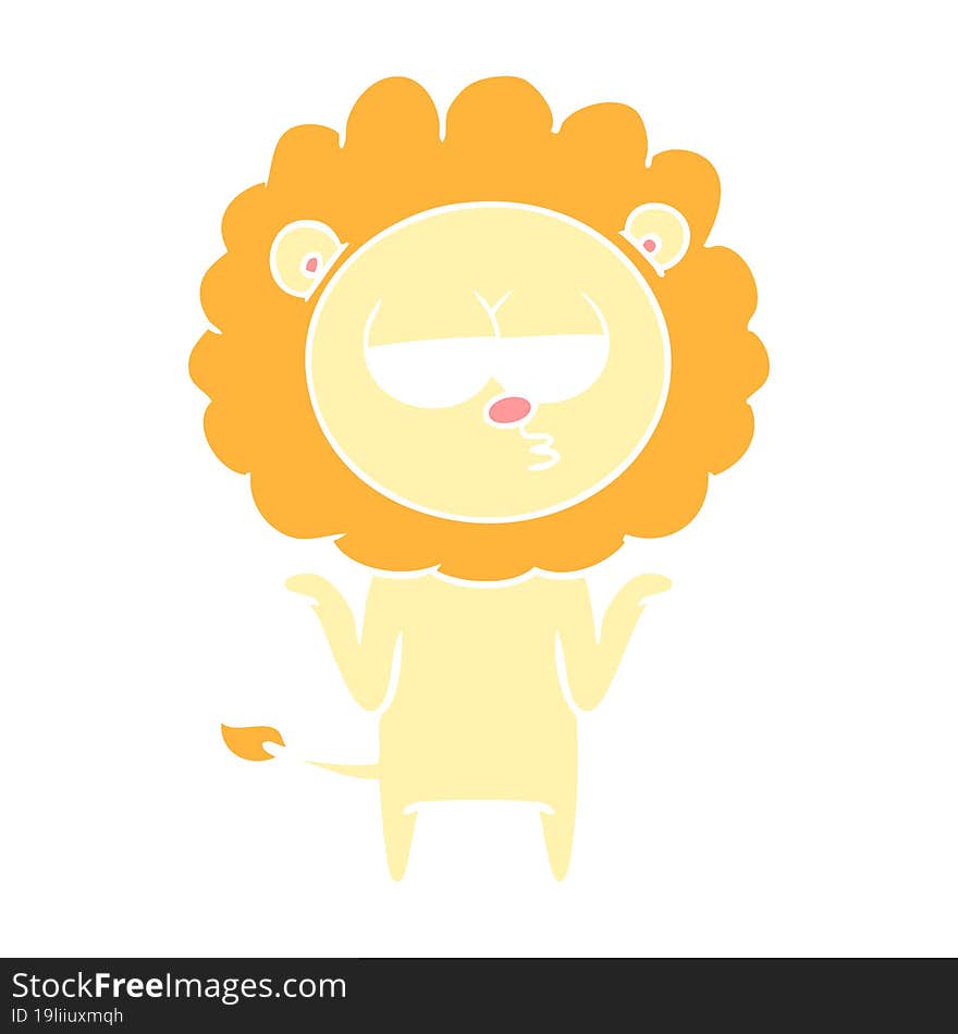 flat color style cartoon bored lion