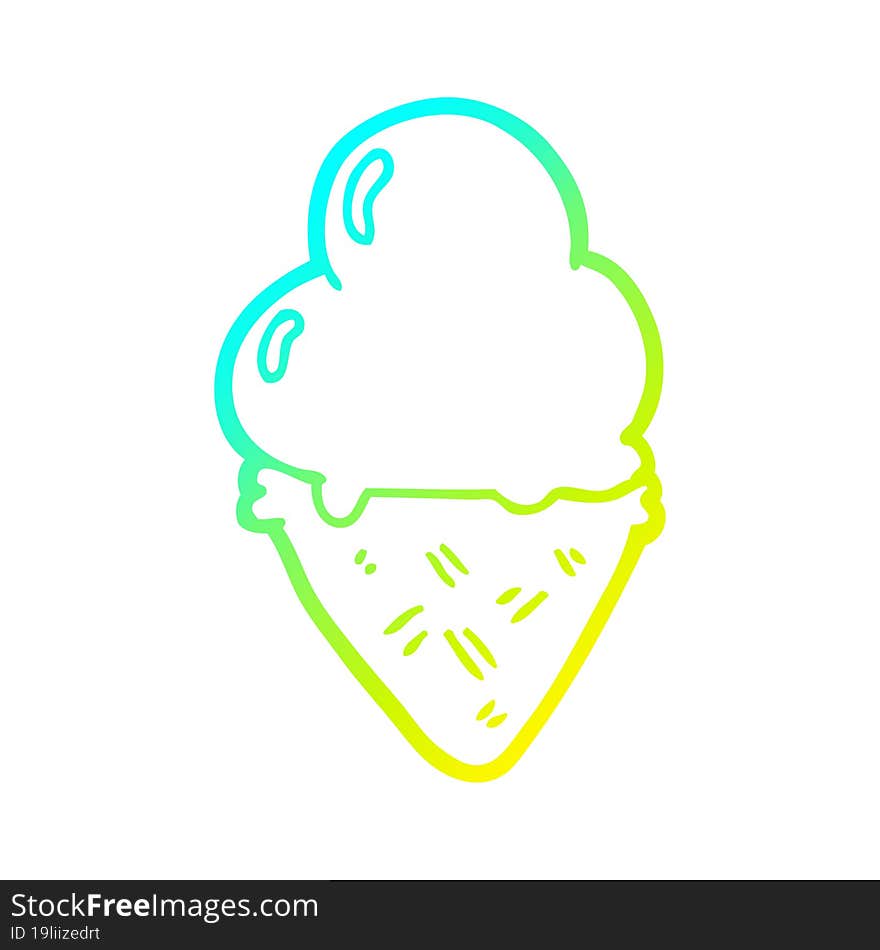 Cold Gradient Line Drawing Cartoon Ice Cream