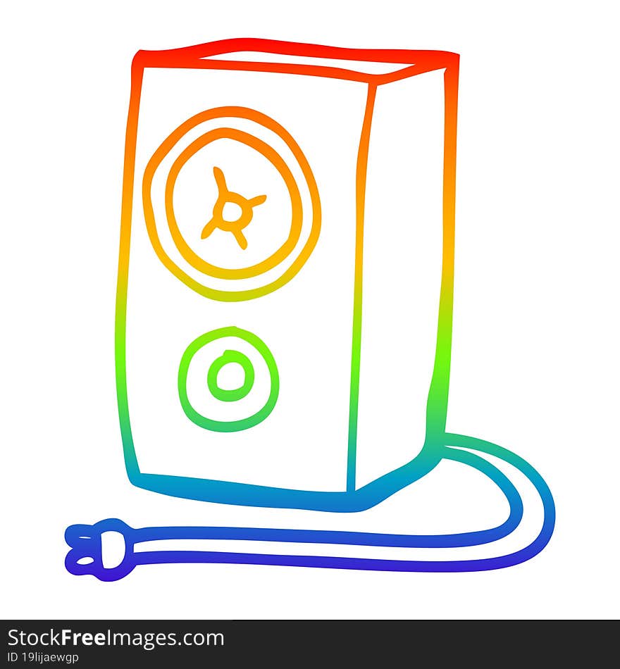 Rainbow Gradient Line Drawing Cartoon Old Wood Speaker